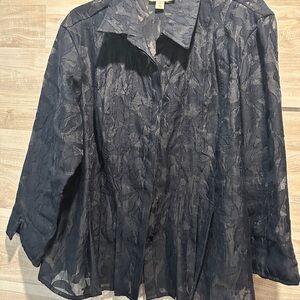 Coldwater Creek Lacey Navy Blouse